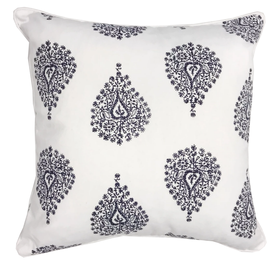 Ornamental Blue Cotton Cushion Cover Calico House