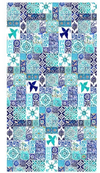 Anna Chandler Canvas Tablecloth Blue Turquoise