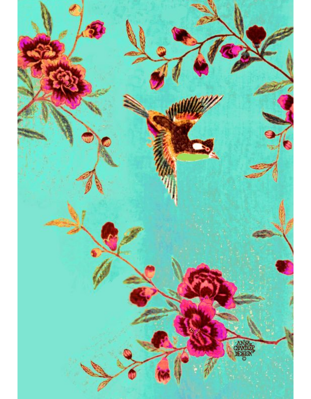 Anna Chandler Tea Towel Chintz Birds