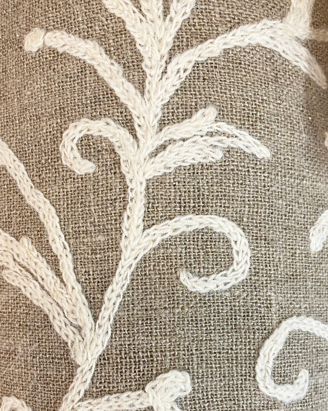 Crewel White and Linen Fabric