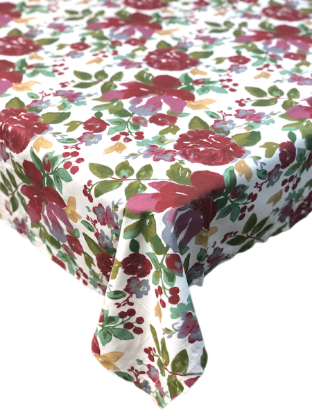 Garden Red Cotton Tablecloth