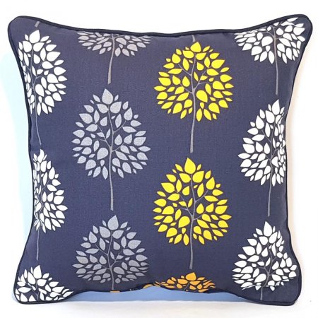 Tree Print Navy Cotton Cushion Cover