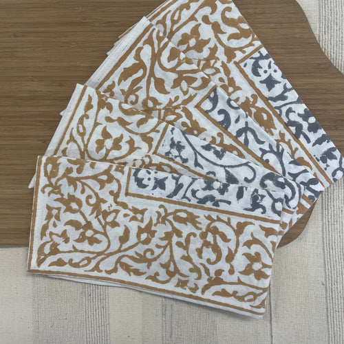 Golden Vines Hand-Printed Napkins