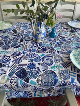 Anna Chandler Canvas Tablecloth Blue Mosaic - 140 x 250cm