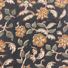 Indian Tab-Top Curtain - Black Flora