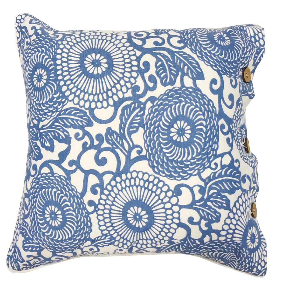 Anthea Blue Cotton Cushion Cover Calico House