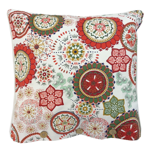 Wildflower Red Cotton Cushion Cover