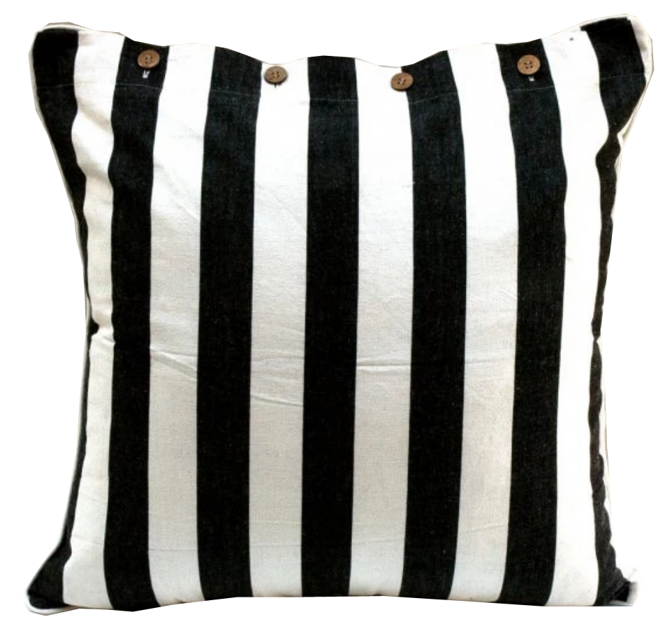 Salon Black & White Striped Cotton Cushion Cover