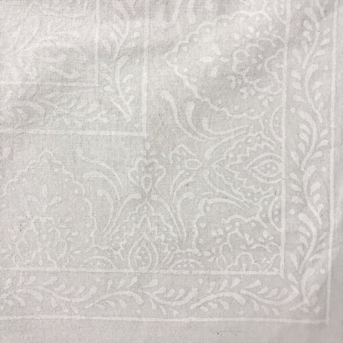 White on White Block Print Tablecloth