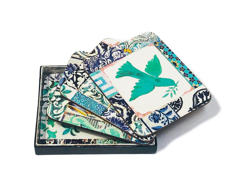 Anna Chandler Coaster Set Blue Turquoise