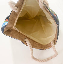 Blue Floral Canvas Tote Bag