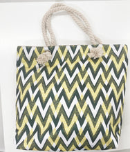 Canvas Tote Bag Green and Yellow Zig Zag