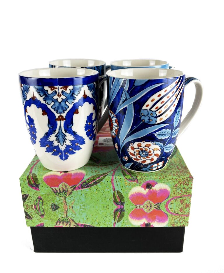Anna Chandler set of 4 Mugs in New Blue Tile
