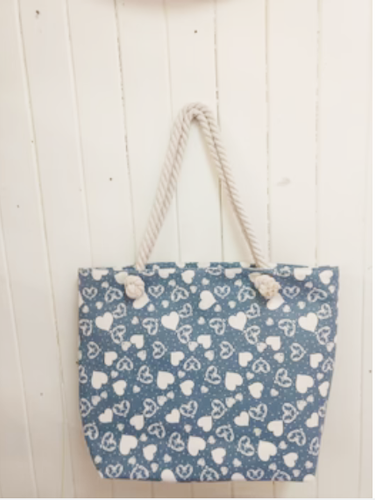 Blue Heart Canvas Tote Bag