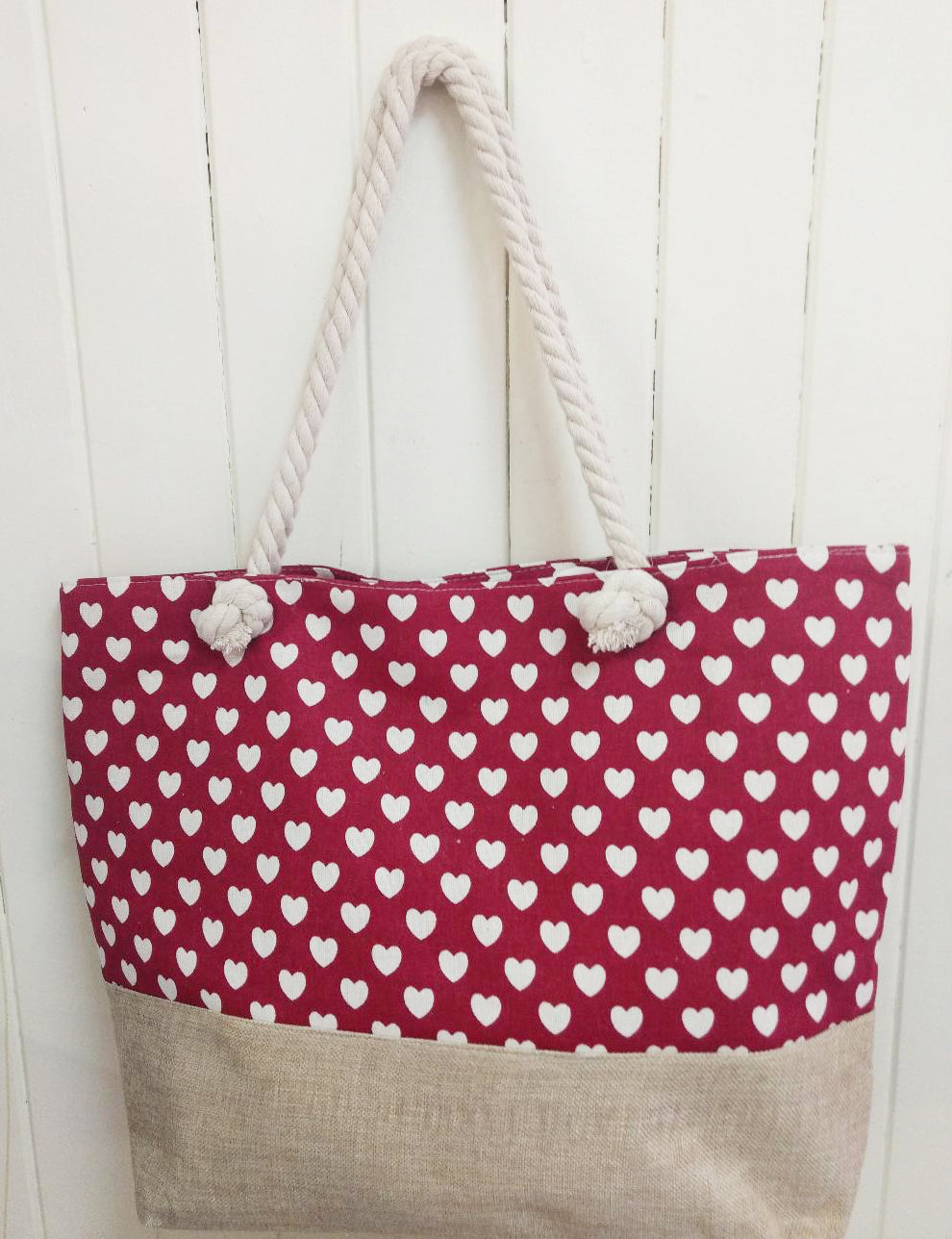 Red Heart Canvas Tote Bag