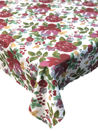 Garden Red Cotton Tablecloth