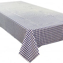 Gingham Check Blue Cotton Tablecloth