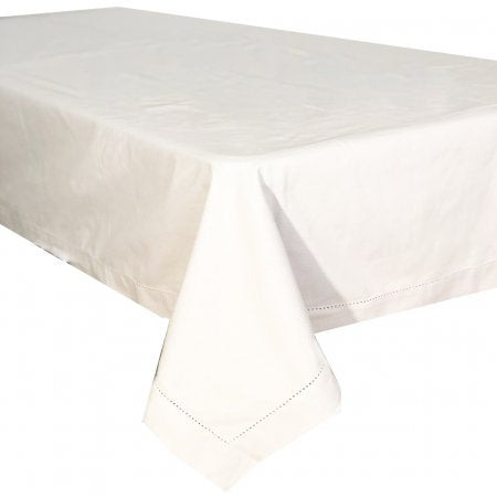 Hemstitch White Cotton Tablecloth