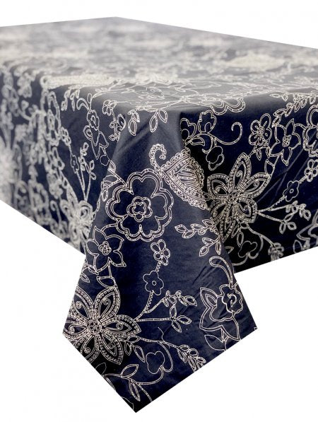 Paisley Navy Stain Proof Tablecloth