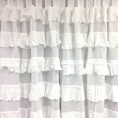 Ruffle Tab Top Curtain - White