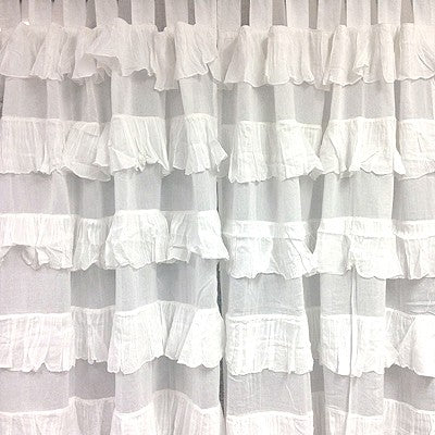 Ruffle Tab Top Curtain - White